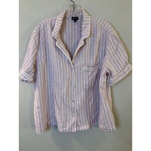 GAP BODY Pink Stripe Linen Blend Short Sleeve Pajama Set L Tall